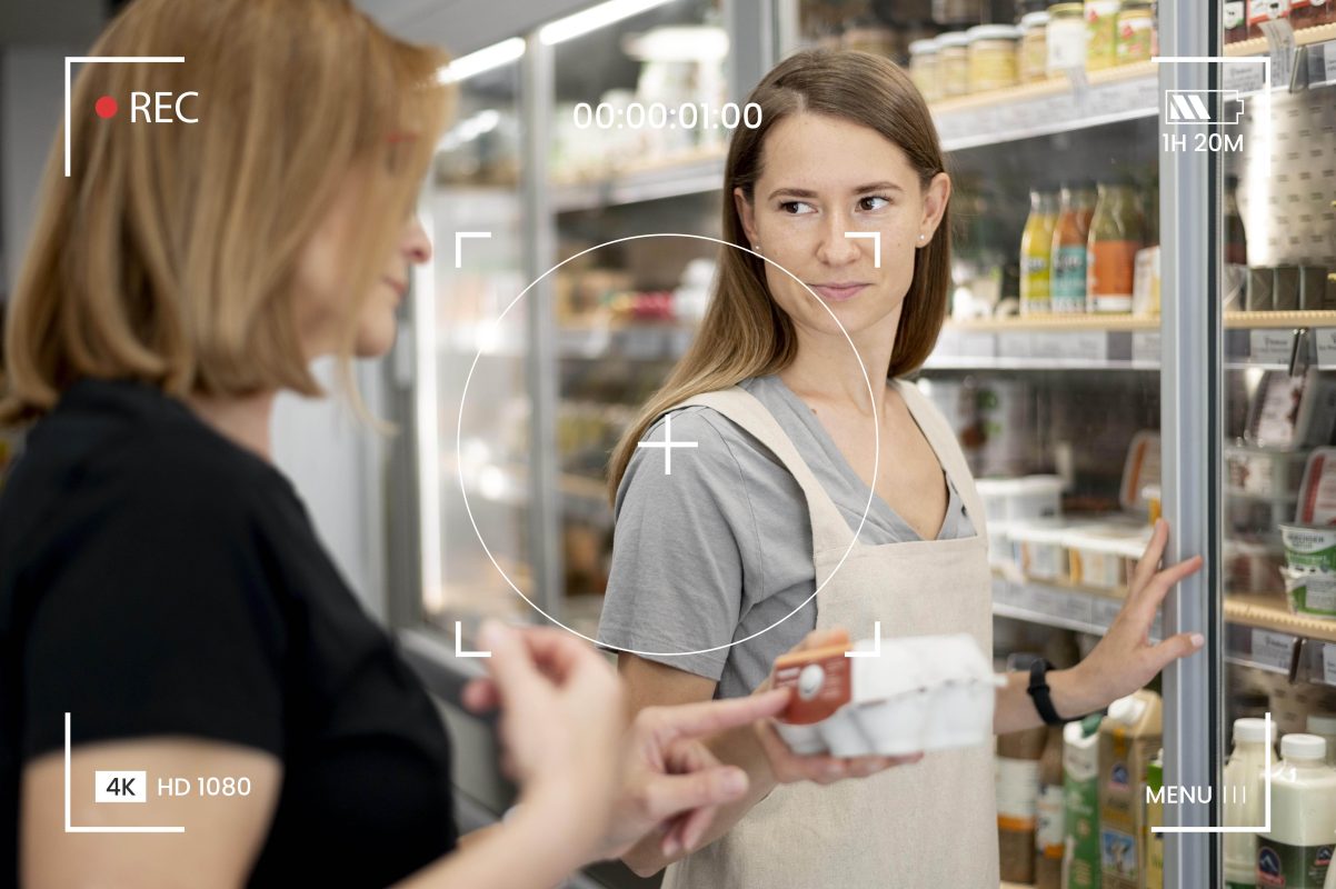 Close up woman checking product shop